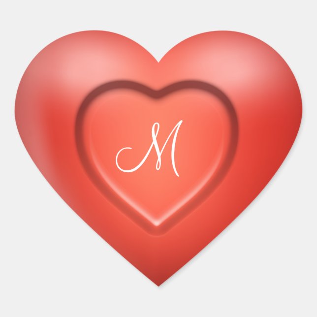 Personalized 3D Monogram Heart Sticker (Front)