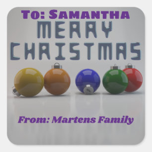 Personalized 3d Ornaments Design Christmas  Square Sticker