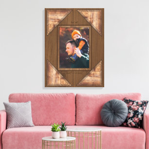 Personalized 3D Rustic Wood Pattern Frame Canvas Print