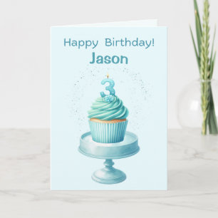 Personalized 3rd Birthday Cupcake Card