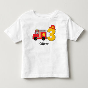 Personalized 3rd Birthday Fire Truck Toddler T-shirt