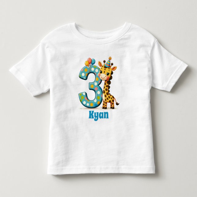 Personalized 3rd Birthday Giraffe  Toddler T-shirt (Front)