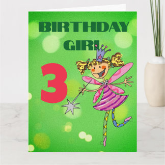 Personalized 3rd Birthday Girl Fairy Card