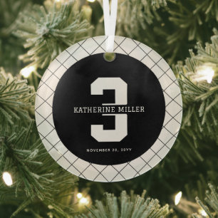 Personalized 3rd Birthday Modern and Elegant Glass Ornament