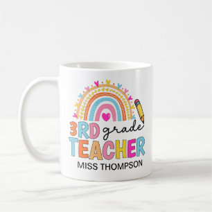 Personalized 3rd Grade Rainbow Teacher Coffee Mug