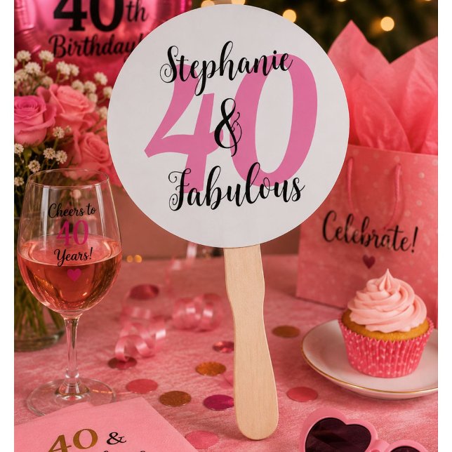 Personalized 40 & Fabulous Birthday  Hand Fan (Creator Uploaded)