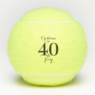 Personalized 40 & Foxy Tennis Balls