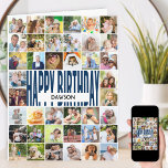 Personalized 40 Photo Collage Happy Birthday Card<br><div class="desc">Big personalized birthday card with your own photos and custom messages. The photo template is set up for you to upload 40 photos and you can edit the wording, inside and out. The front is lettered with "happy birthday" in bold modern oversized typography, to which you can add a name...</div>