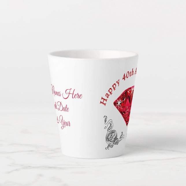 Personalized 40th Anniversary Gifts, Latte Mug (Front)