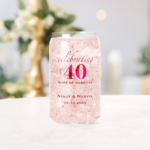 Personalized 40th Anniversary Ruby Rose Keepsake Can Glass