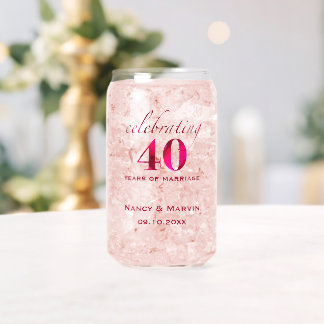Personalized 40th Anniversary Ruby Rose Keepsake Can Glass
