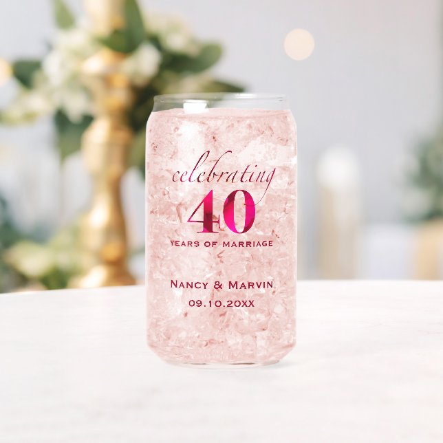 Personalized 40th Anniversary Ruby Rose Keepsake Can Glass (Insitu (Wedding))
