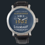 Personalized 40th Birthday 1982 Vintage Blue Gold Watch<br><div class="desc">A personalized unique watch for that special birthday person. Add the name to this vintage retro style design for a custom birthday gift. Easily edit the name and year with the template provided. A wonderful custom birthday gift. More gifts and party supplies for that party celebration available with the "Legendary"...</div>