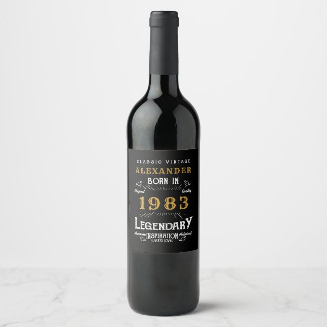 Personalized 40th Birthday 1983 Add Name Legendary Wine Label (Front)