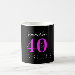 Personalized 40th Birthday 40 Fabulous Neon Pink Coffee Mug
