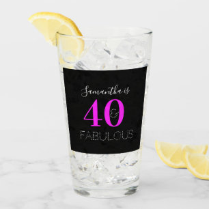Personalized 40th Birthday 40 Fabulous Neon Pink Glass