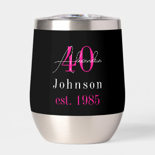 Personalized 40th Birthday Black Hot Pink