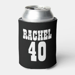 Personalized 40th Birthday Black White Can Cooler