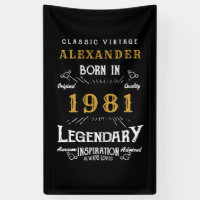 Personalized 40th Birthday Born 1981 Vintage Black