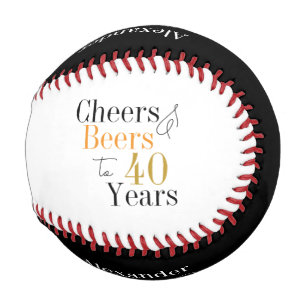 Personalized 40th Birthday Cheers Beers Minimal Baseball
