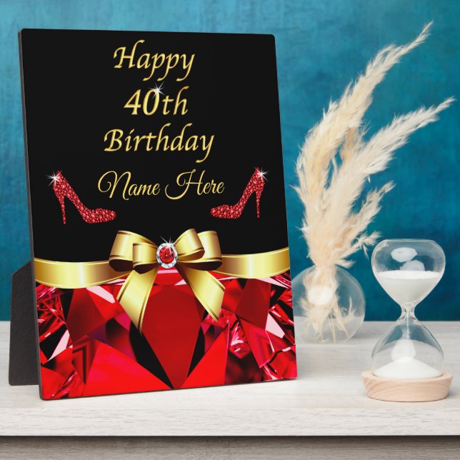 Personalized, 40th Birthday Gift Ideas for Women Plaque (Side)