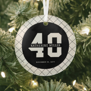 Personalized 40th Birthday Modern and Elegant   Glass Ornament