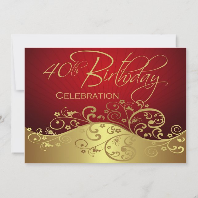 Personalized 40th Birthday Party Invitations (Front)