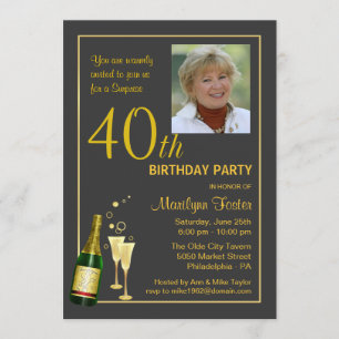 Personalized 40th Birthday Party Photo Invitations