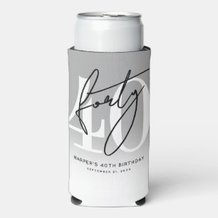 Personalized 40th Birthday Party Seltzer Can Cooler