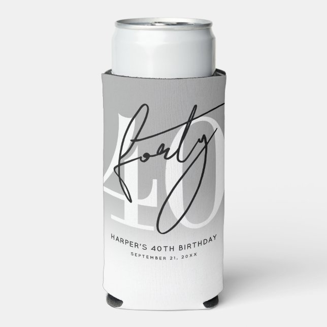 Personalized 40th Birthday Party Seltzer Can Cooler (Seltzer Front)