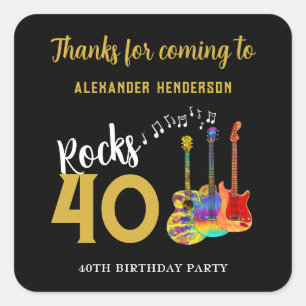 Personalized 40th Birthday Party Thank You Square Sticker