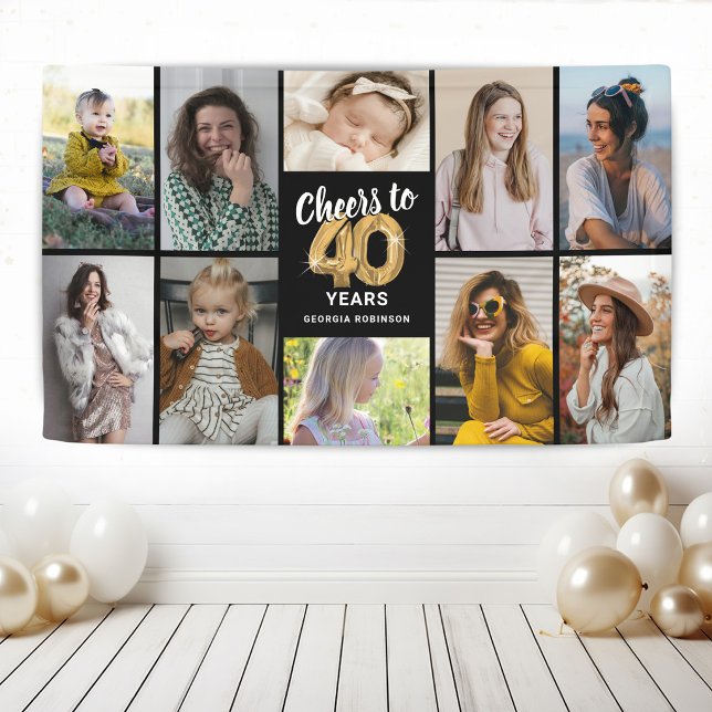 Personalized 40th Birthday Photo Collage Banner (Creator Uploaded)