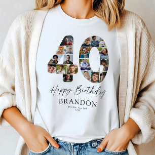 Personalized 40th Birthday Photo Collage T-Shirt
