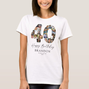 Personalized 40th Birthday Photo Collage T-Shirt