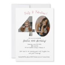 Personalized 40th Birthday Photo Invitation