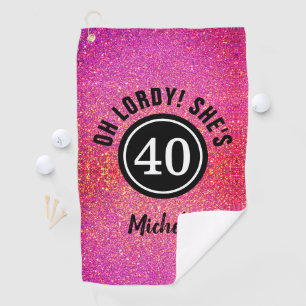 Personalized 40th Birthday Pink Glitter Chic  Golf Towel