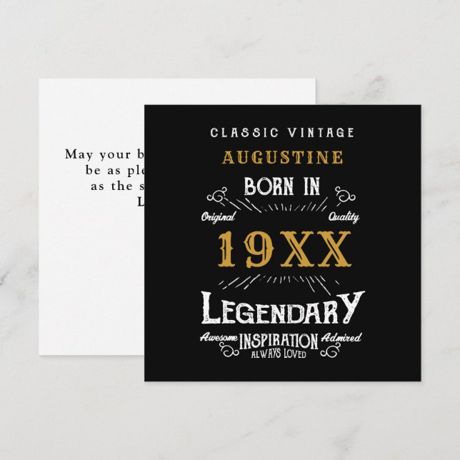 Personalized 40th Birthday Retro Black Gold Card (Front/Back)