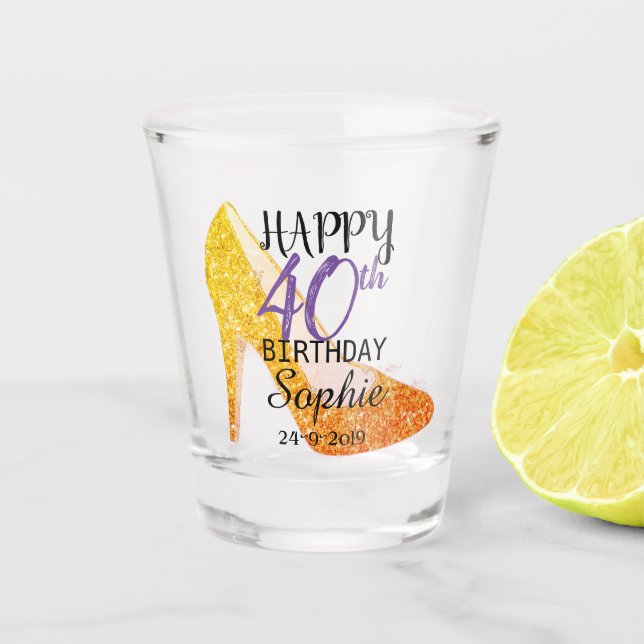 Personalized 40th Birthday Shot Glass (Front)
