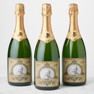 Personalized 40th Birthday Vintage Photo Template Sparkling Wine Label