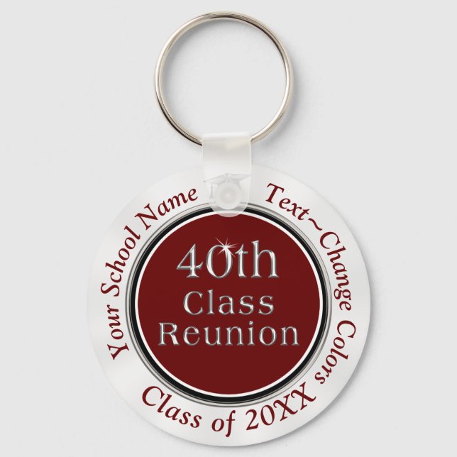 Personalized 40th Class Reunion Gifts, Your Keychain (Front)