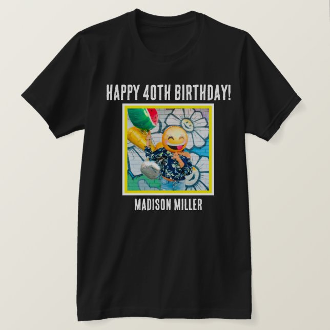 Personalized 40th Milestone Birthday T-Shirt (Design Front)