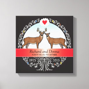 Personalized 40th Wedding Anniversary, Buck & Doe Canvas Print