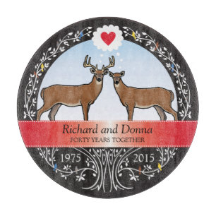 Personalized 40th Wedding Anniversary, Buck & Doe Cutting Board