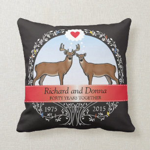 Personalized 40th Wedding Anniversary, Buck & Doe Throw Pillow
