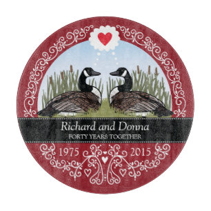 Personalized 40th Wedding Anniversary, Geese Cutting Board