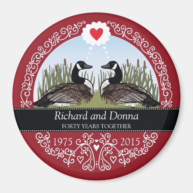 Personalized 40th Wedding Anniversary, Geese Magnet (Front)