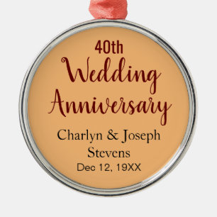 Personalized 40th Wedding Anniversary Metal Ornament