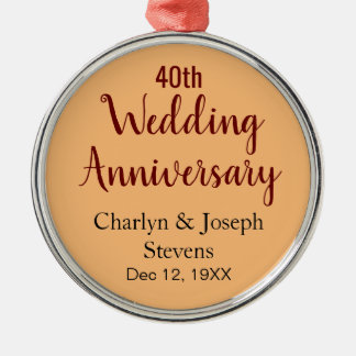 Personalized 40th Wedding Anniversary Metal Ornament