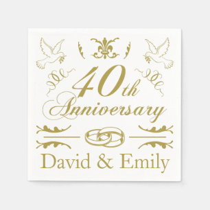 Personalized 40th Wedding Anniversary Napkin