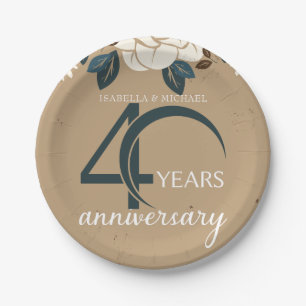 Personalized 40th Wedding Anniversary Rustic Paper Plate